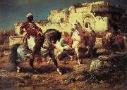 Adolf Schreyer Arabic horsemen oil painting artist